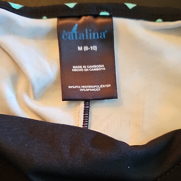 Swimwear Black and Blue Patterned Swimsuit.  Adjustable Straps. - Picture 2 of 5